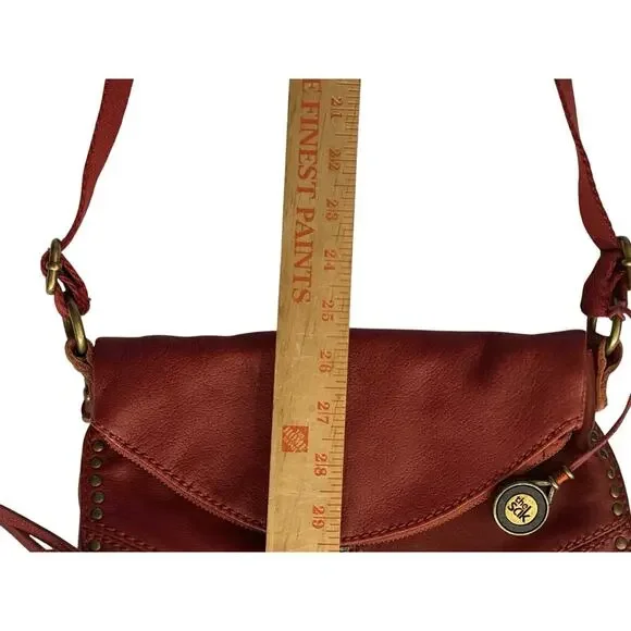 The Sak Silverlake Red Leather Crossbody Shoulder Bag Studs Boho Moto Fob Charm - Picture 16 of 16